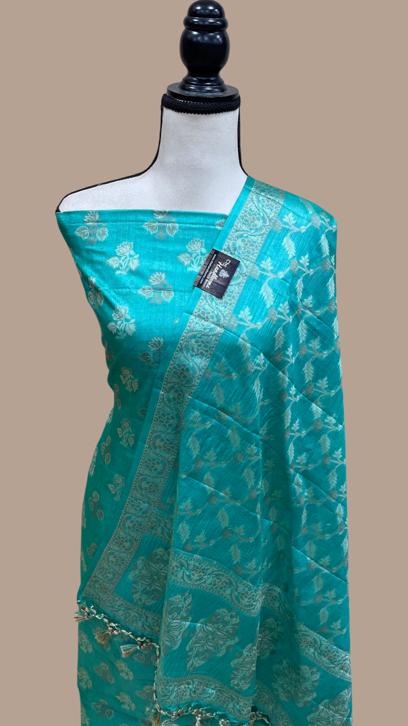 Pure Tussar Silk Banarasi Dress material - The Handlooms