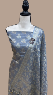 Pure Tussar Silk Banarasi Dress material - The Handlooms