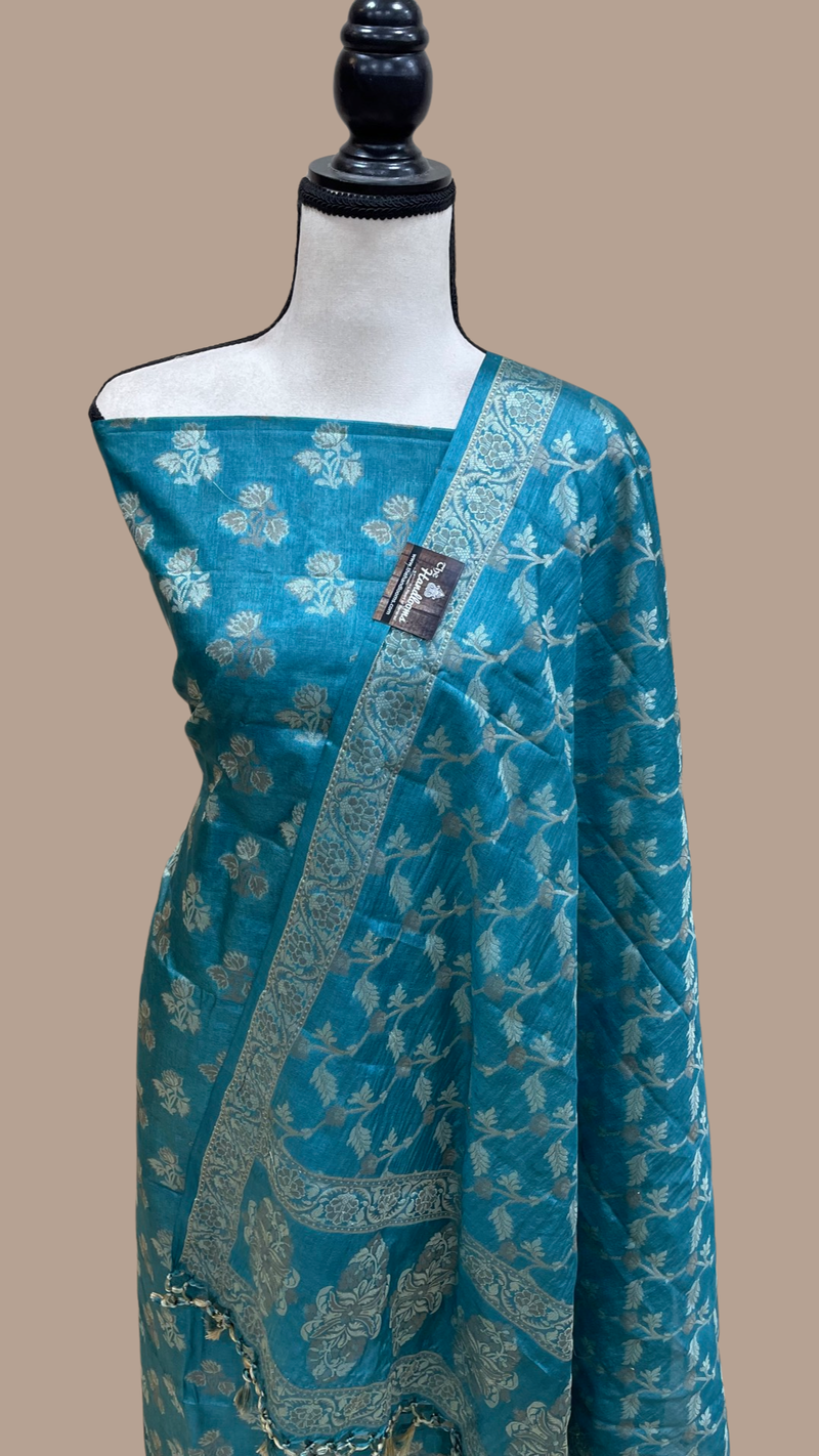 Pure Tussar Silk Banarasi Dress material - The Handlooms
