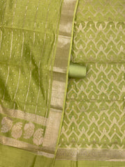 Pure Chanderi Cotton Banarasi Dress material - The Handlooms