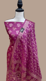 Pure Tussar Silk Banarasi Dress material - The Handlooms