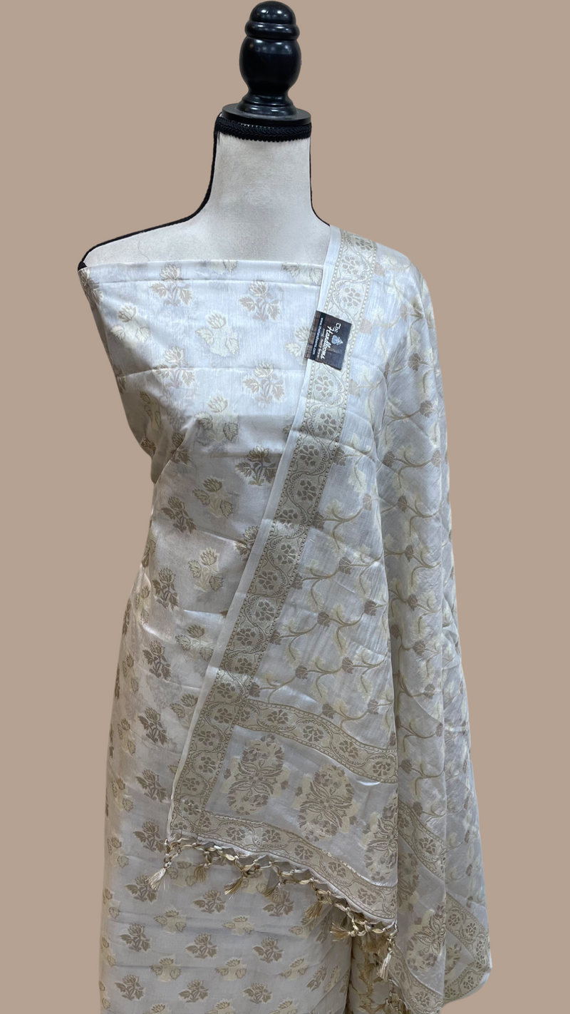 Pure Tussar Silk Banarasi Dress material - The Handlooms