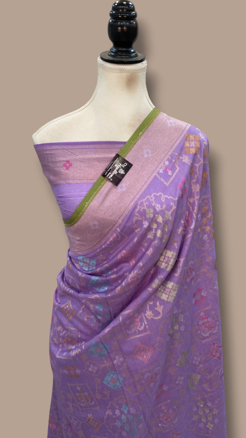 Pure Cotton Jamdani Handloom Banarasi Saree - The Handlooms