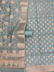 Pure Chanderi Cotton Banarasi Dress material - The Handlooms