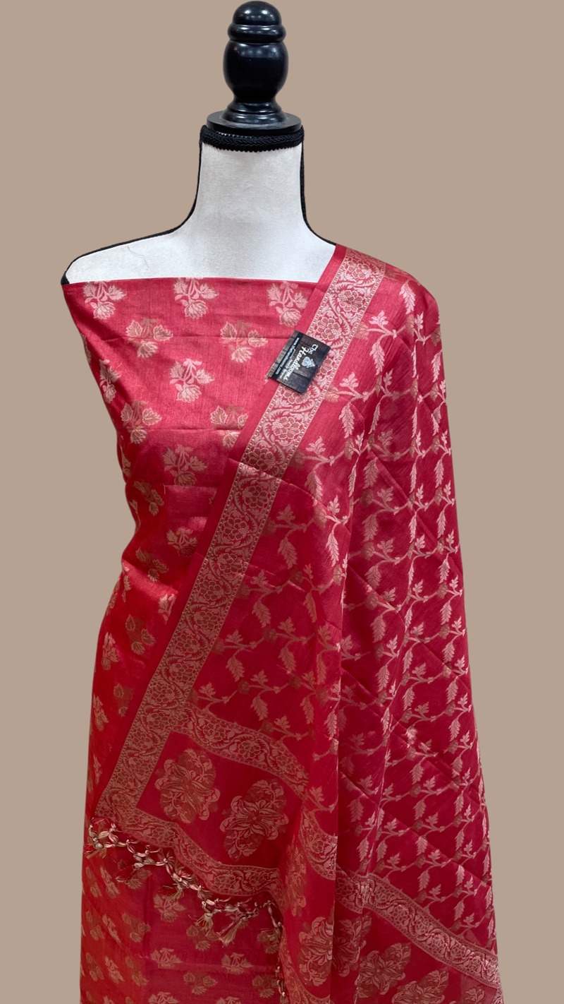 Pure Tussar Silk Banarasi Dress material - The Handlooms