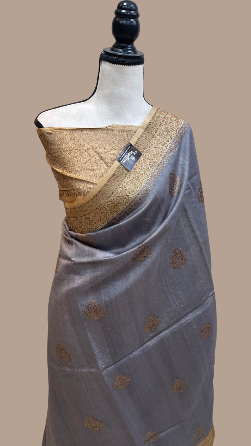 Pure Tussar Silk Handloom Banarasi Saree - The Handlooms