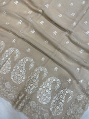 Pure Georgette Chikankari Handloom Banarasi Saree - The Handlooms