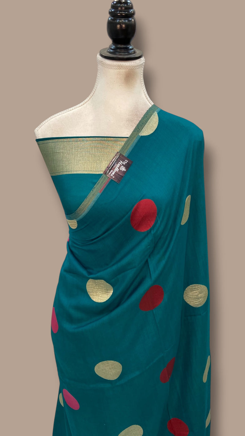 Pure Satan Silk Banarasi Handloom Saree - All Over Boota Work - The Handlooms