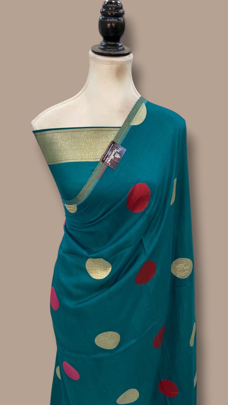 Pure Satan Silk Banarasi Handloom Saree - All Over Boota Work - The Handlooms
