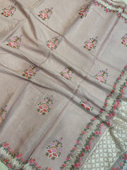 Pure Georgette Chikankari Handloom Banarasi Saree - The Handlooms