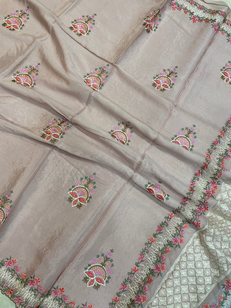 Pure Georgette Chikankari Handloom Banarasi Saree - The Handlooms