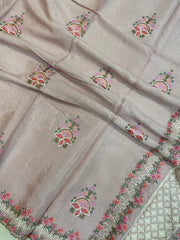 Pure Georgette Chikankari Handloom Banarasi Saree - The Handlooms