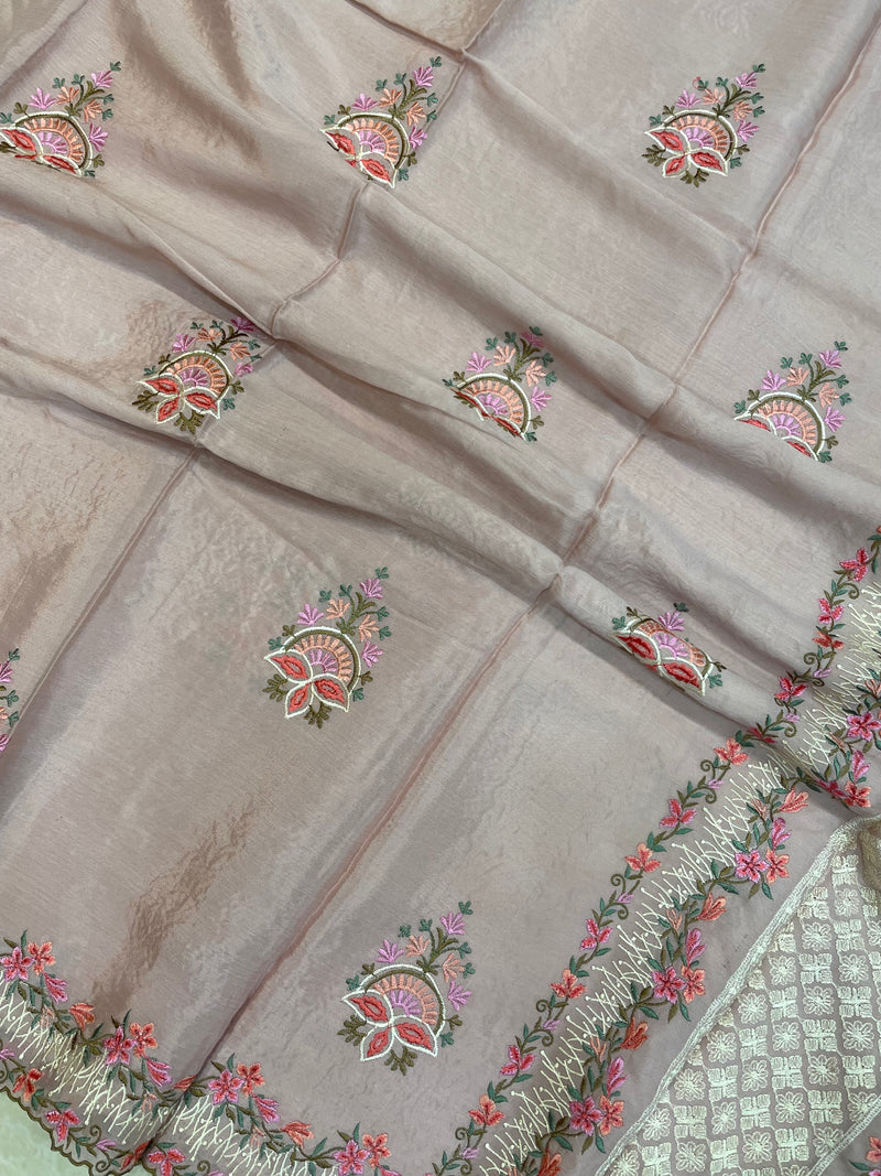 Pure Georgette Chikankari Handloom Banarasi Saree - The Handlooms