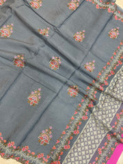 Pure Georgette Chikankari Handloom Banarasi Saree - The Handlooms