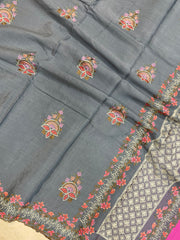 Pure Georgette Chikankari Handloom Banarasi Saree - The Handlooms