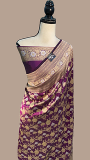 Pure Katan Silk Banarasi Handloom Saree - All over Sona Roopa Jaal work - The Handlooms