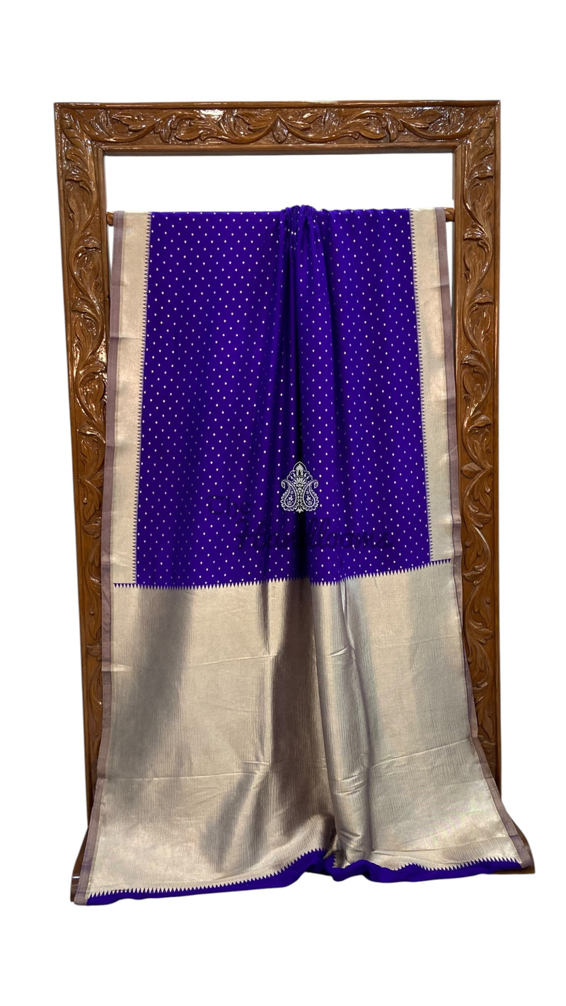 Pure Satan Katan Silk Banarasi Handloom Saree - All Over Dot Motifs Work - The Handlooms