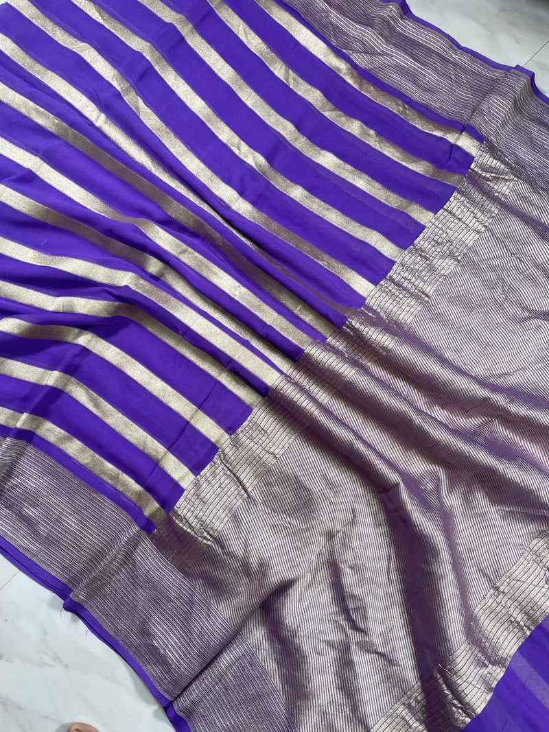 Khaddi Georgette Banarasi Saree - water zari - The Handlooms