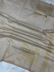 Pure Moonga  handloom Dupatta Gold Zari - The Handlooms