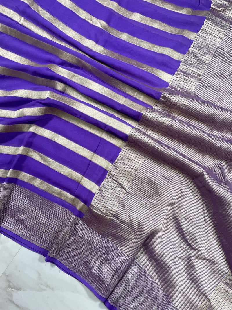 Khaddi Georgette Banarasi Saree - water zari - The Handlooms