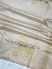 Pure Moonga  handloom Dupatta Gold Zari - The Handlooms