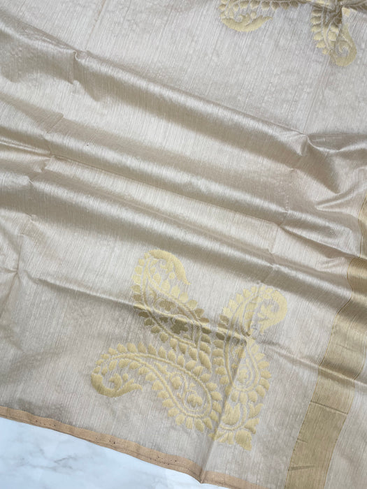 Pure Moonga  handloom Dupatta Gold Zari