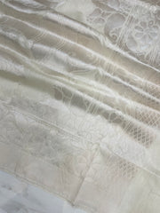 Pure Moonga  handloom Dupatta Silver Zari - The Handlooms