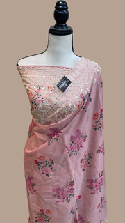 Pure Georgette Chikankari With Digital Print Handloom Banarasi Saree - The Handlooms