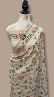 Pure Moonga Georgette Handloom Banarasi Saree With Meenakari - The Handlooms