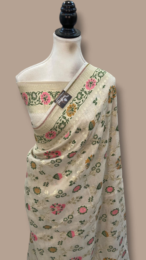 Pure Moonga Georgette Handloom Banarasi Saree With Meenakari - The Handlooms