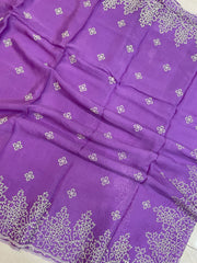 Pure Georgette Chikankari Handloom Banarasi Saree - The Handlooms