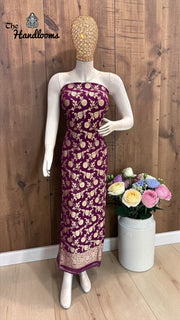 Pure Khaddi Georgette Handloom Banarasi Dress Material Water Zari - The Handlooms