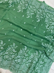 Pure Georgette Chikankari Handloom Banarasi Saree - The Handlooms