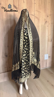 Pure Khaddi Georgette Handloom Banarasi Dress Material Water Zari - The Handlooms