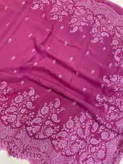 Pure Georgette Chikankari Handloom Banarasi Saree - The Handlooms
