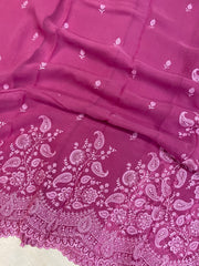Pure Georgette Chikankari Handloom Banarasi Saree - The Handlooms