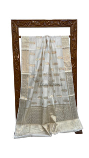 White Pure Mango Silk Banarasi Handloom Saree - The Handlooms