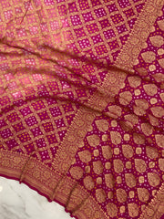 Pure Georgette Banarasi Bandhej Handloom Saree - The Handlooms
