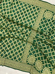 Pure Georgette Banarasi Bandhej Handloom Saree - The Handlooms