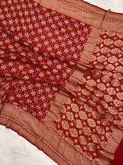 Pure Georgette Banarasi Bandhej Handloom Saree - The Handlooms