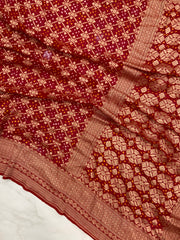 Pure Georgette Banarasi Bandhej Handloom Saree - The Handlooms