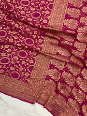 Pure Georgette Banarasi Bandhej Handloom Saree - The Handlooms