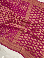 Pure Georgette Banarasi Bandhej Handloom Saree - The Handlooms