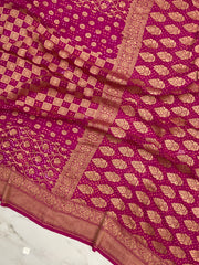 Pure Georgette Banarasi Bandhej Handloom Saree - The Handlooms