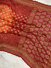 Pure Georgette Banarasi Bandhej Handloom Saree - The Handlooms