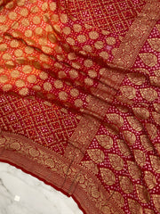 Pure Georgette Banarasi Bandhej Handloom Saree - The Handlooms