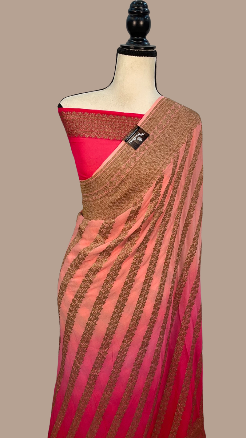 Khaddi Georgette Banarasi Saree -  Antique zari - The Handlooms