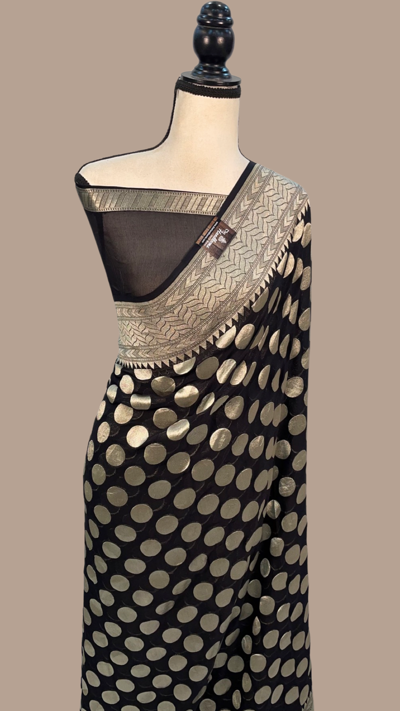 Pure Khaddi Georgette Banarasi Saree - water zari - The Handlooms