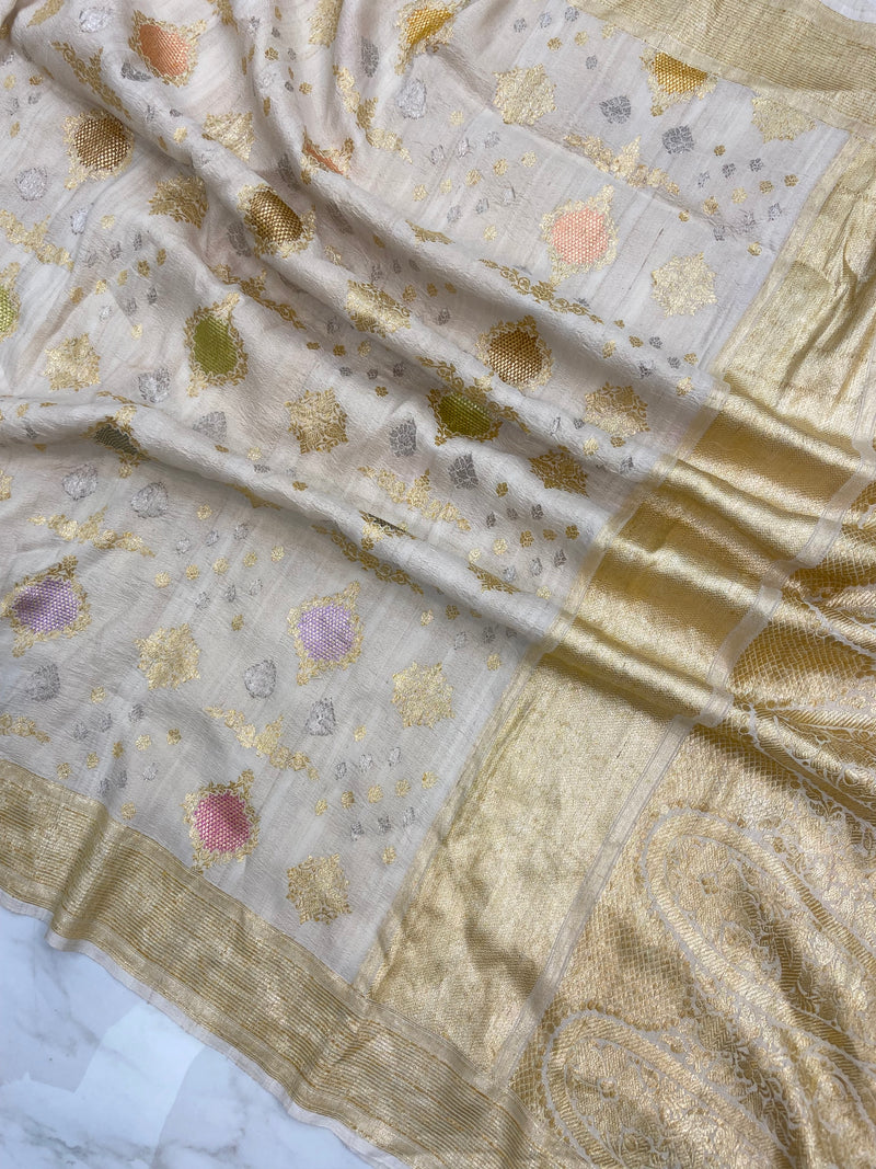 Pure Tussar Handloom Banarasi Saree - All over kadua Weaving - The Handlooms