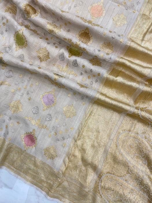 Pure Tussar Handloom Banarasi Saree - All over kadua Weaving